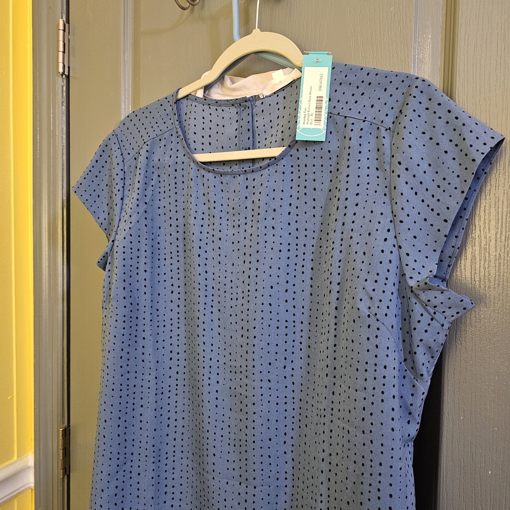 Elegant Blue Eyelet Blouse